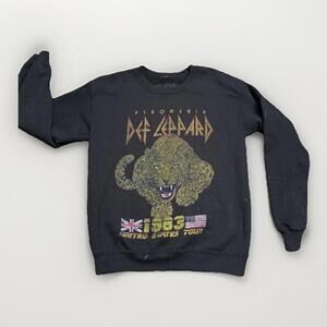 Def Leppard Pyromania 1983 US Tour Concert Crewneck  Sweatshirt Black Mens‎ Sz S